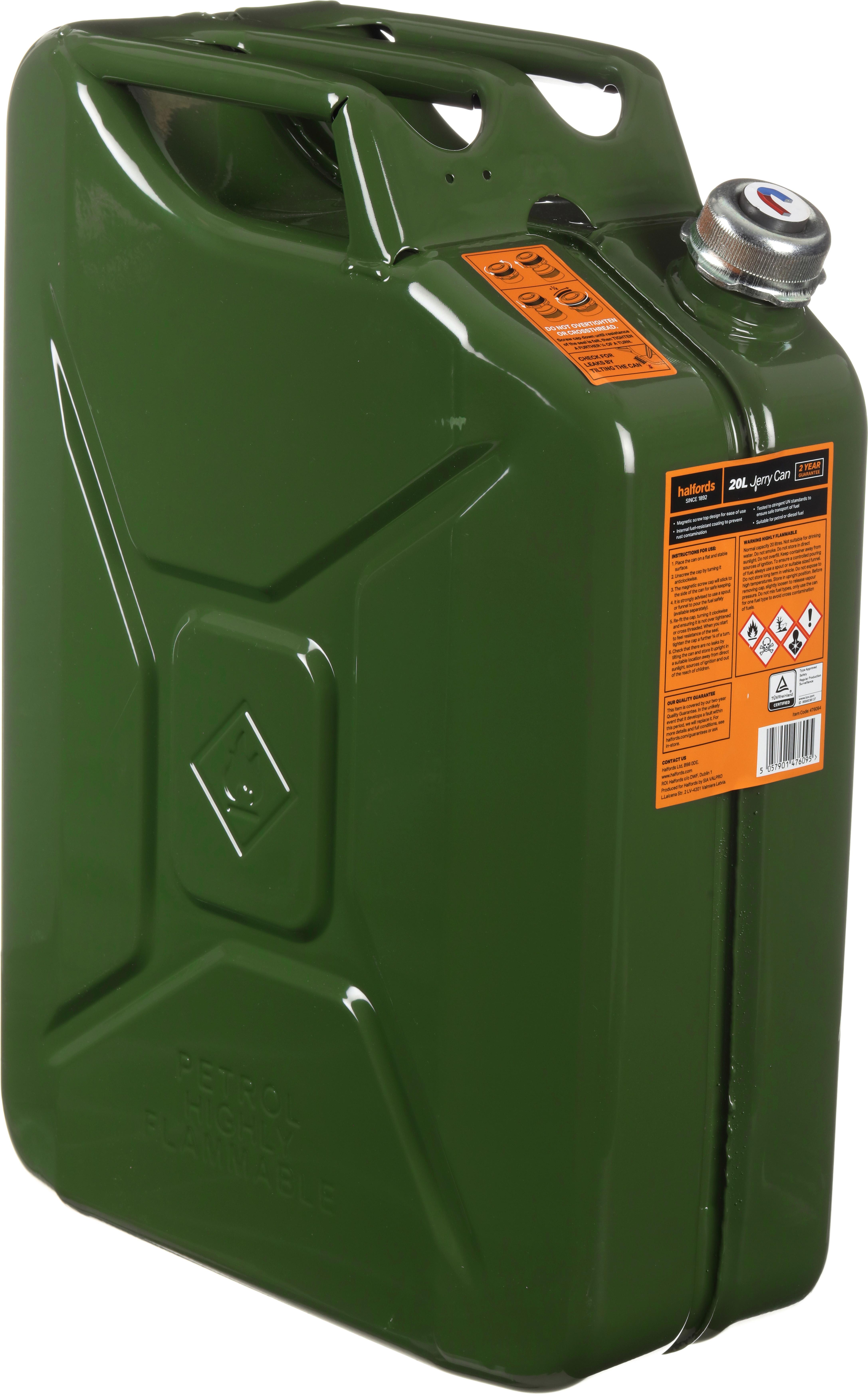Halfords 20L Jerry can with screw cap for fuel Green Halfords UK