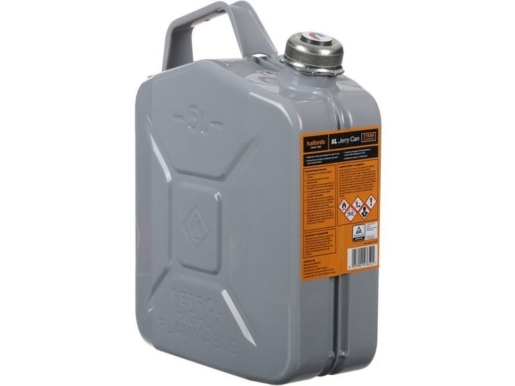 Halfords 5L Jerry can with screw cap for fuel - Grey