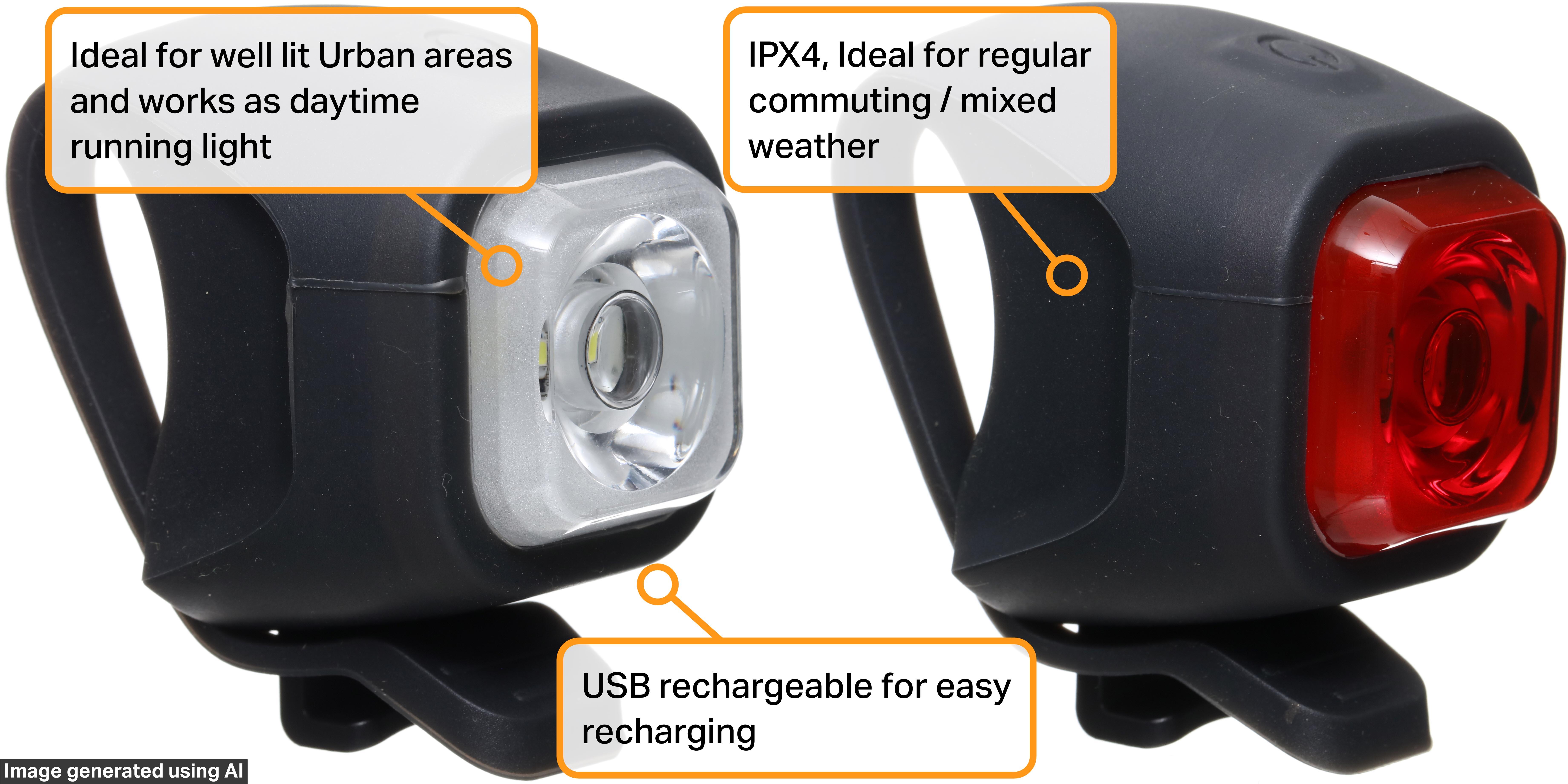 Halfords USB Rechargeable LED Bike Light Set