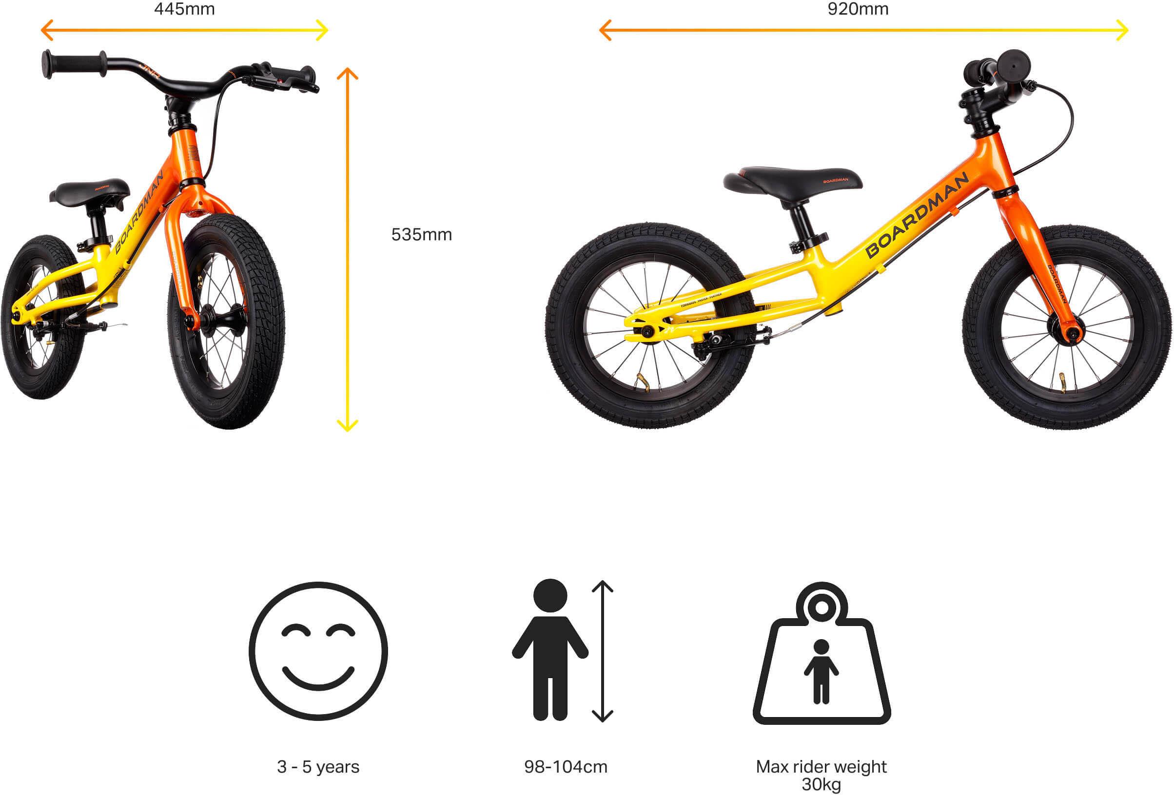 Boardman JNR Balance Bike, Sunrise - 12" Wheel