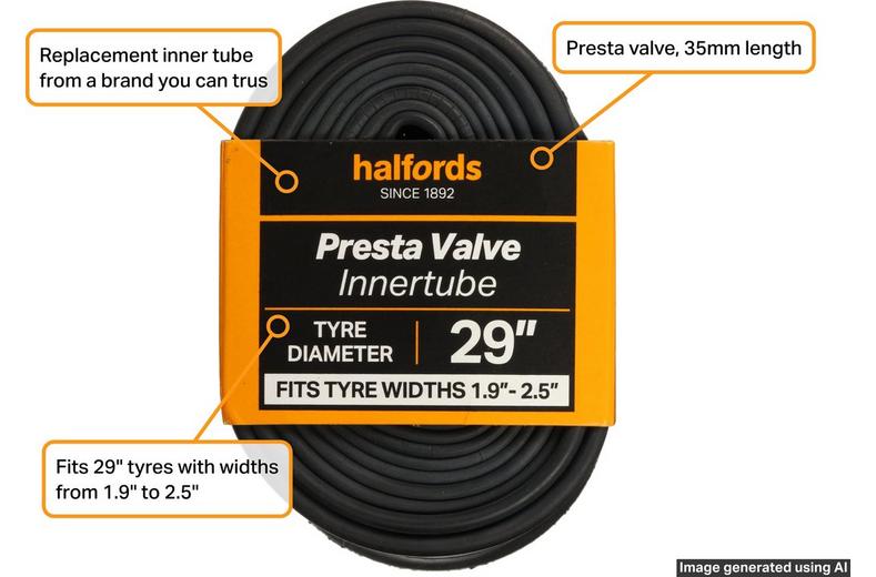 Halfords Presta Bike Inner Tube 29" x 1.9" - 2.5" Halfords Presta Bike Inner Tube 29" x 1.9" - 2.5"
