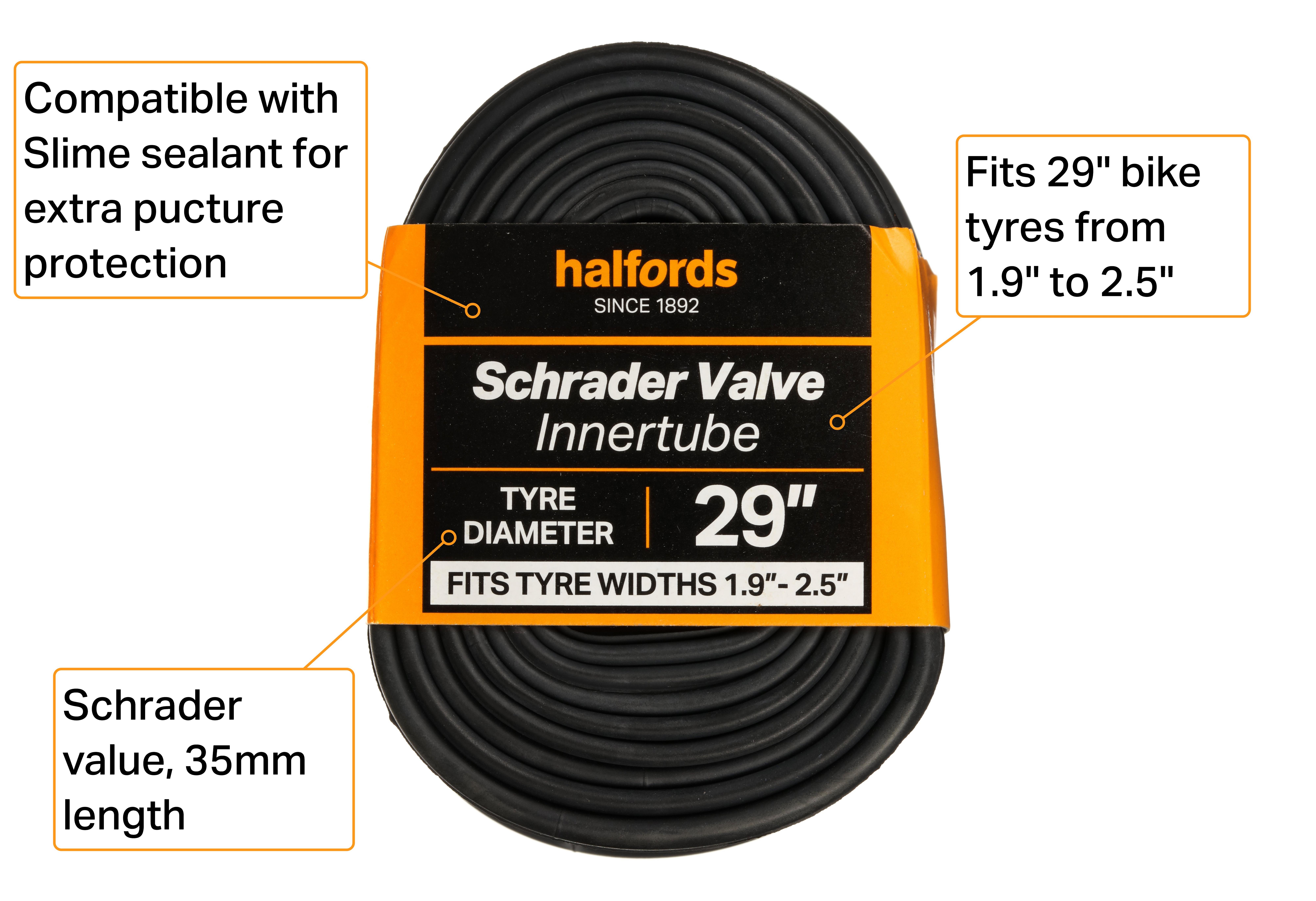 Halfords Schrader Bike Inner Tube 29" x 1.9" - 2.5"