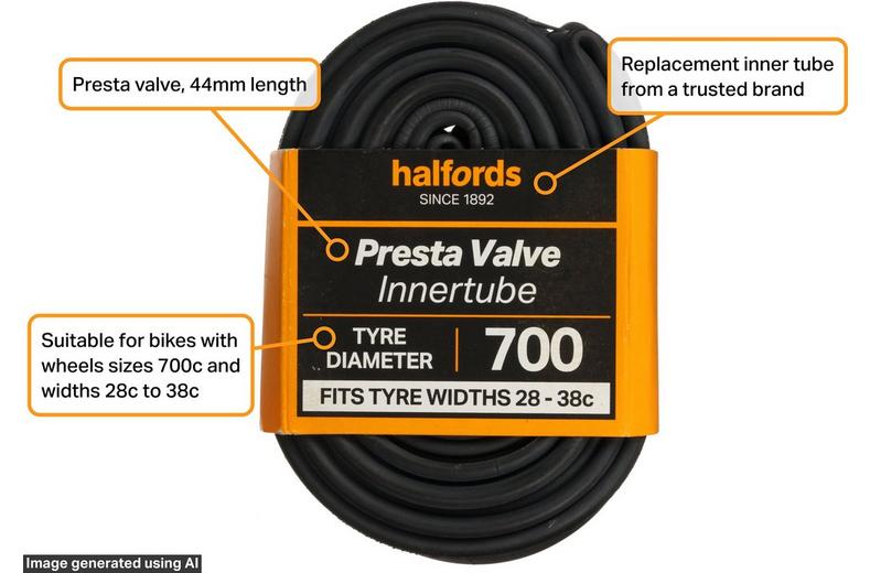 Halfords Presta Bike Inner Tube 700c x 28c - 38c Halfords Presta Bike Inner Tube 700c x 28c - 38c
