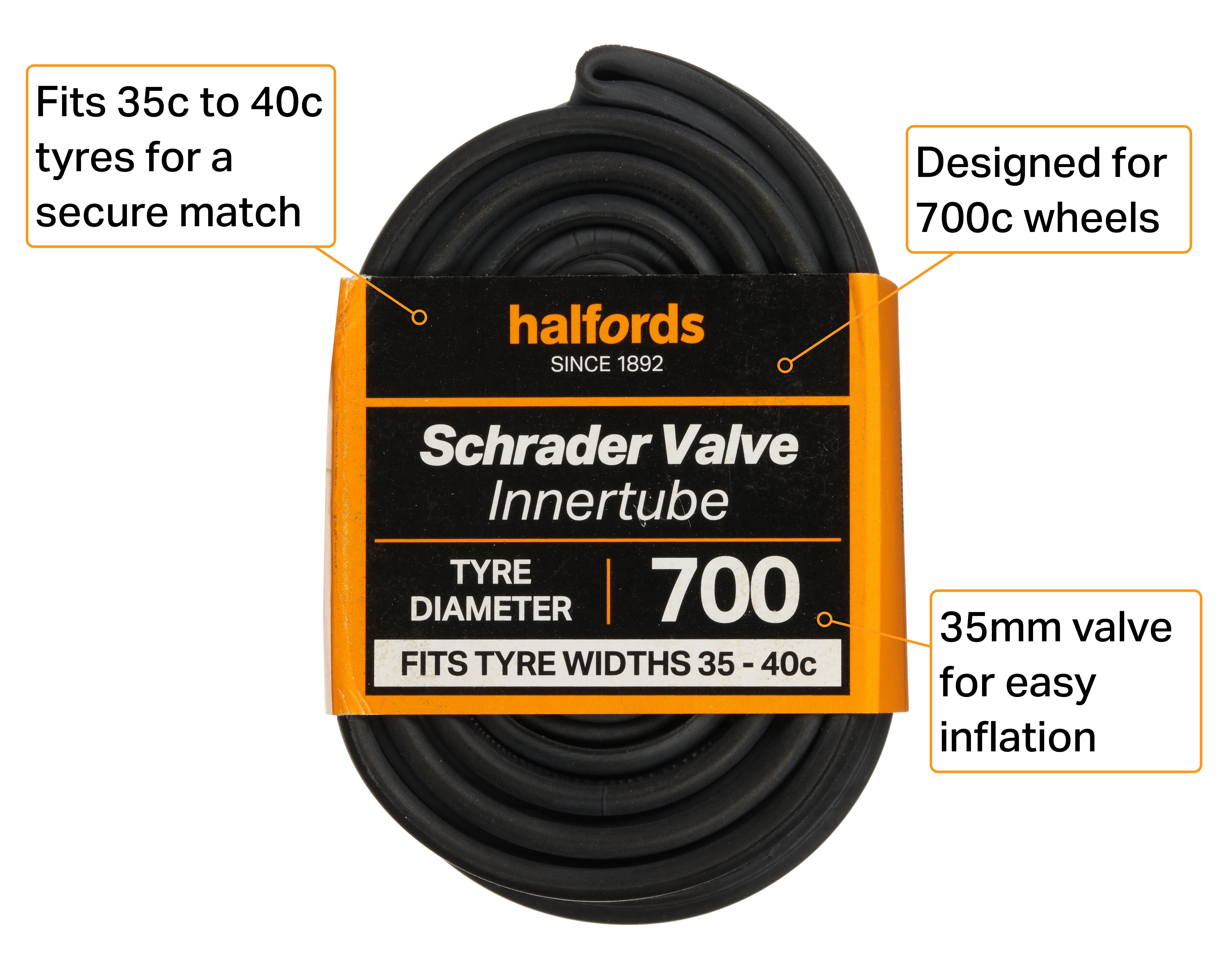 Halfords Schrader Bike Inner Tube 700c x 35c - 40c