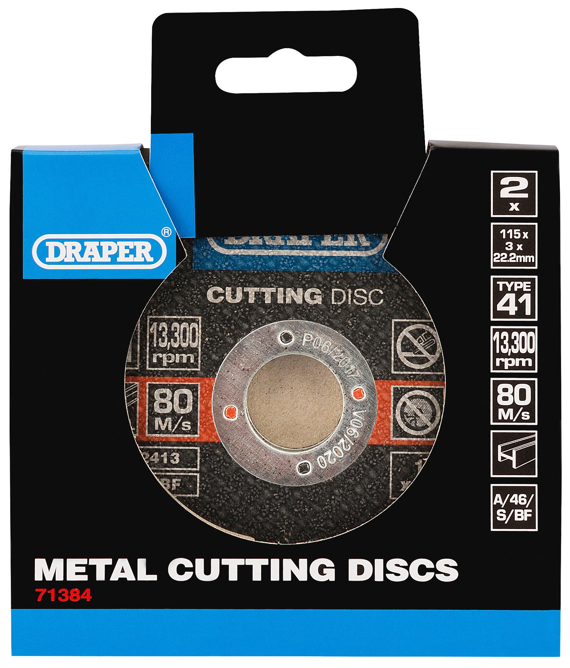 Draper 2 Piece 115mm Metal Cutting Discs