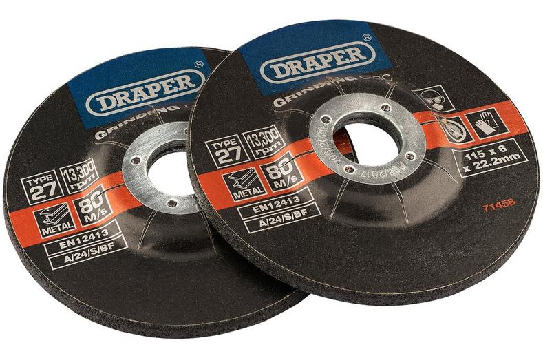Draper 2 Piece 115mm Metal Grinding Discs Draper 2 Piece 115mm Metal Grinding Discs