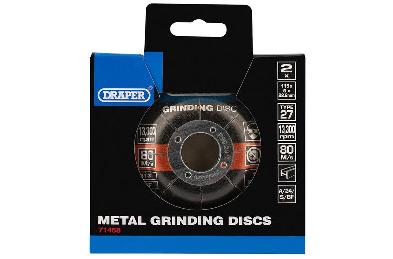 Draper 2 Piece 115mm Metal Grinding Discs Draper 2 Piece 115mm Metal Grinding Discs