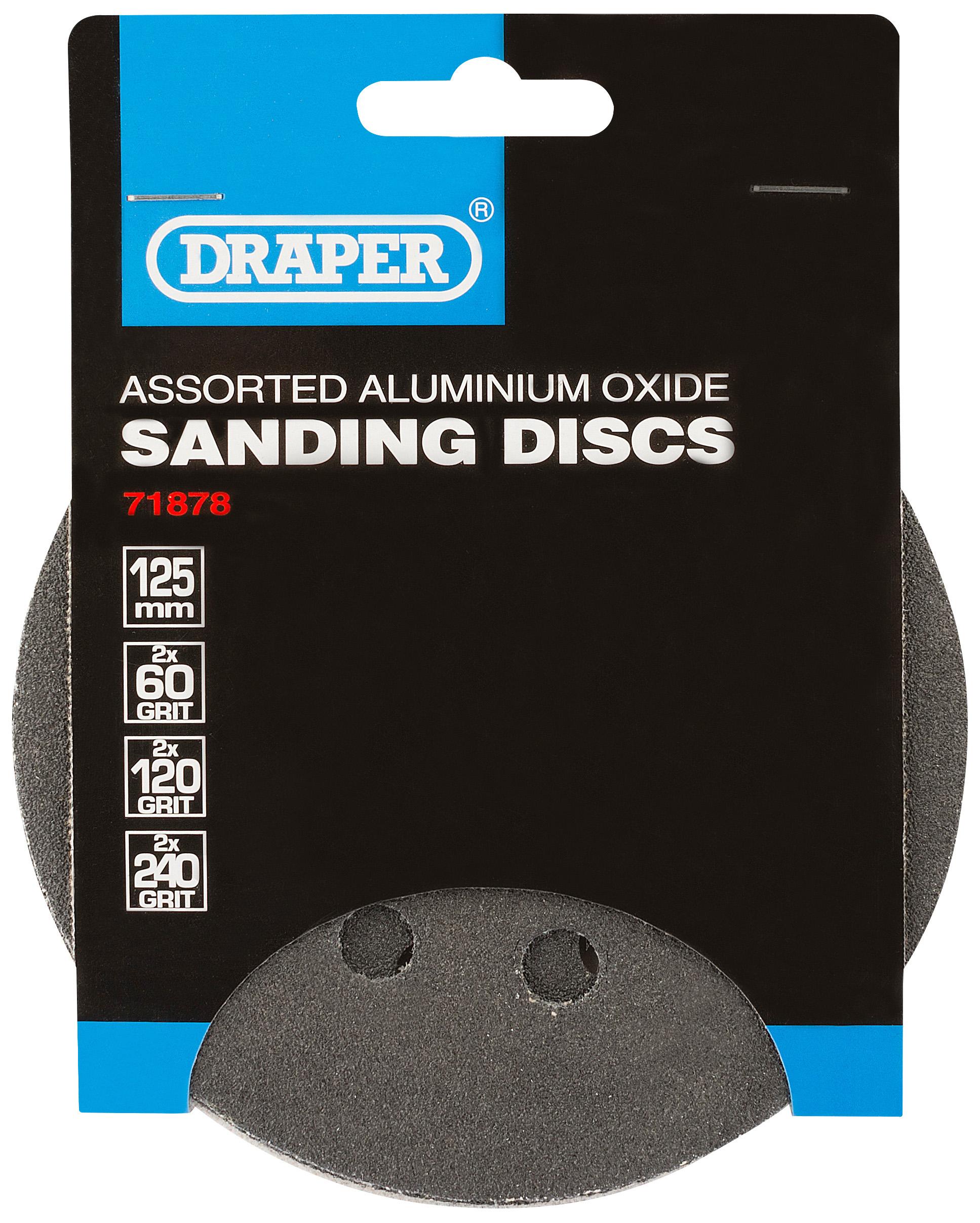Draper 6 Piece Hook and Loop 125mm Sanding Discs