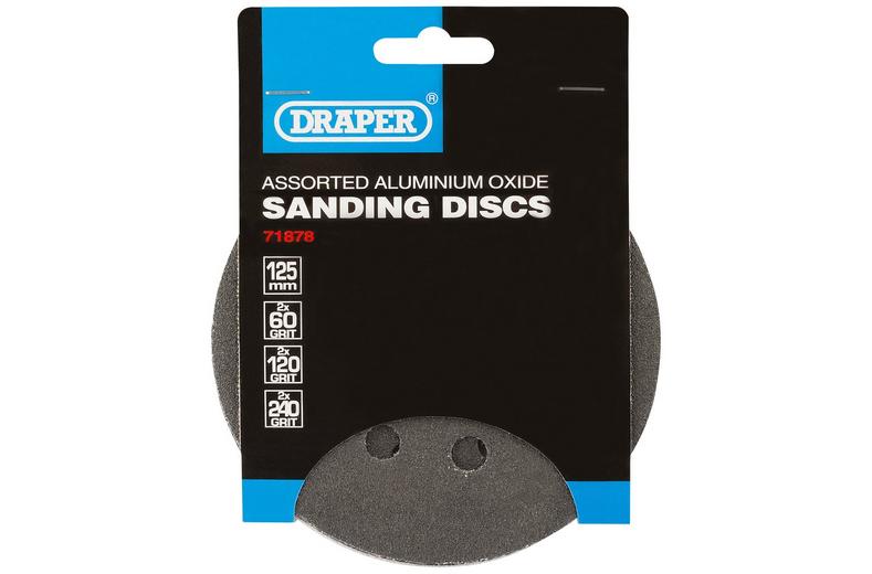Draper 6 Piece Hook and Loop 125mm Sanding Discs Draper 6 Piece Hook and Loop 125mm Sanding Discs