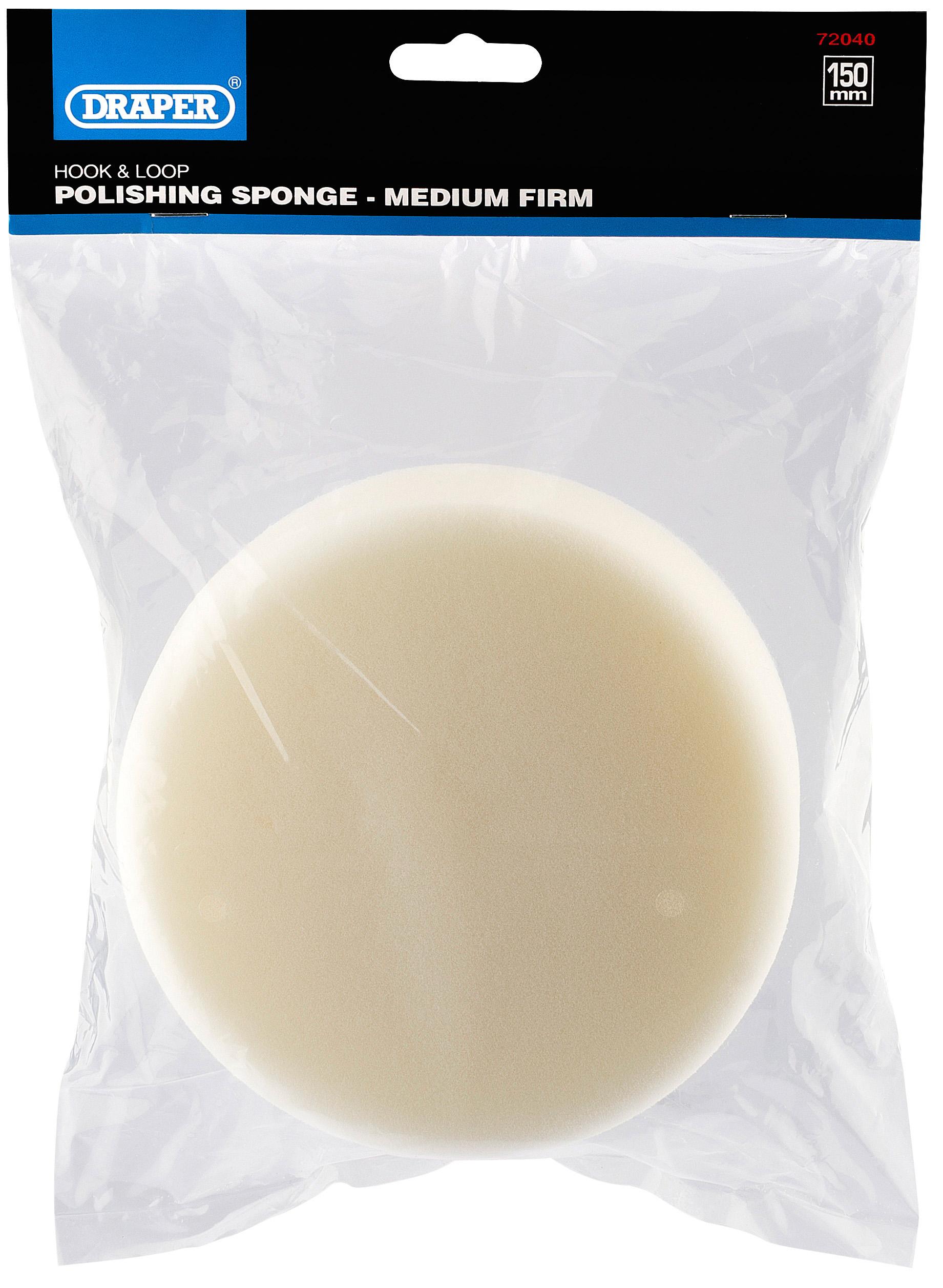 Draper 150mm Hook and Loop Polishing Sponge - Medium Firm