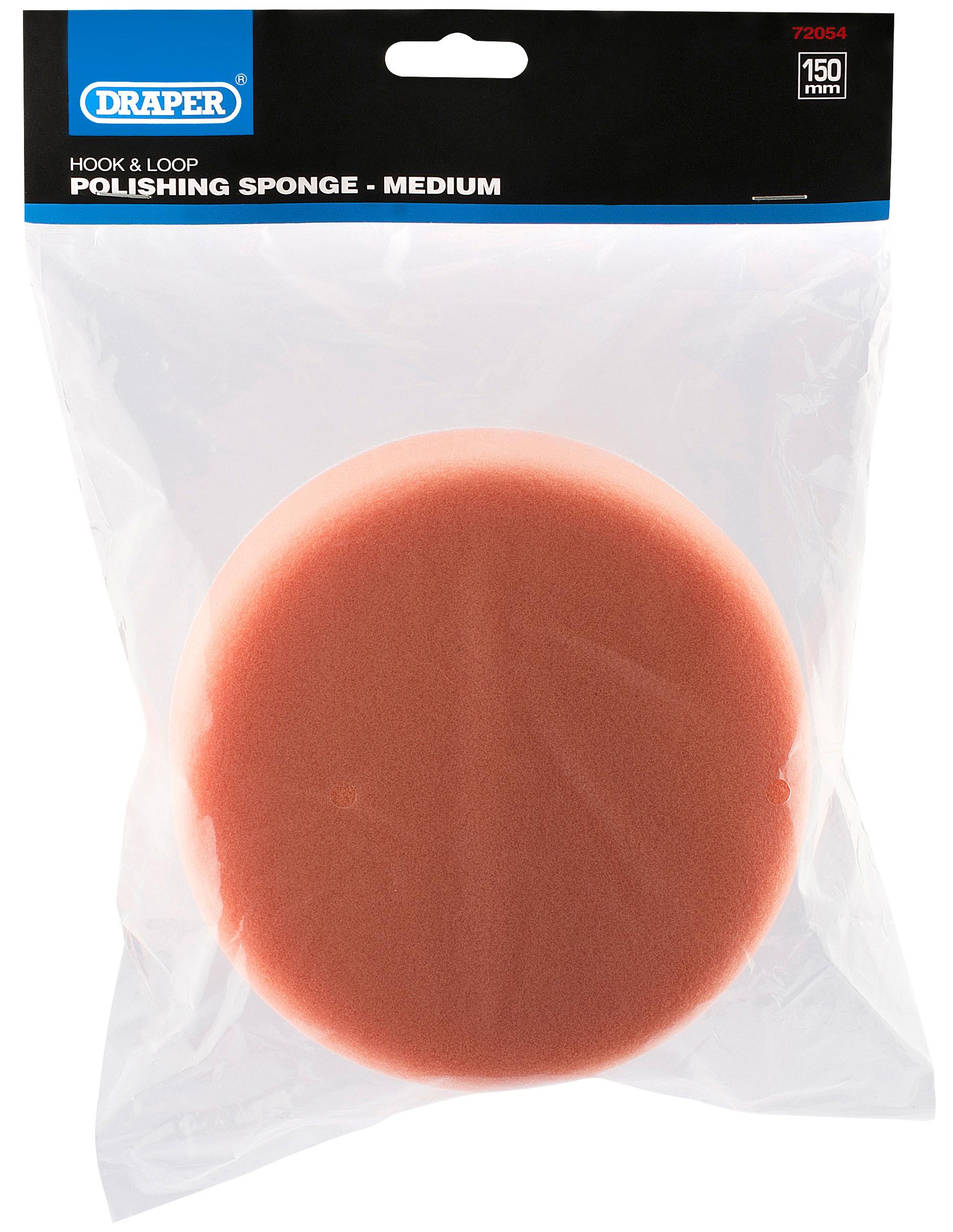 Draper 150mm Hook and Loop Polishing Sponge - Medium