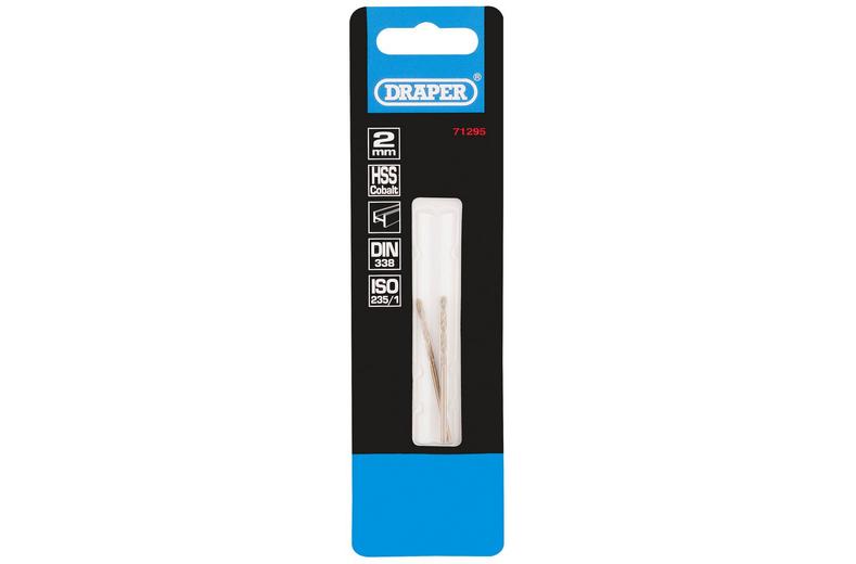 Draper 2 Piece 2mm HSS Cobalt Drill Bit Draper 2 Piece 2mm HSS Cobalt Drill Bit
