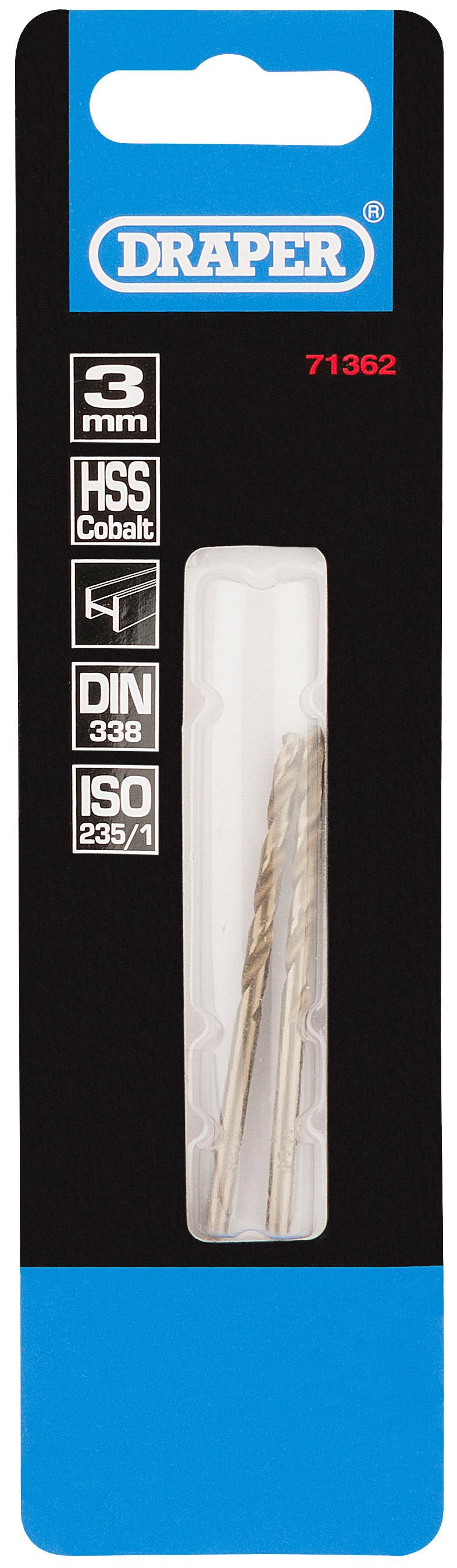 Draper 2 Piece 3mm HSS Cobalt Drill Bit