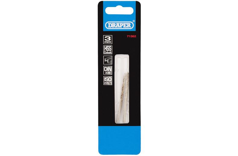 Draper 2 Piece 3mm HSS Cobalt Drill Bit Draper 2 Piece 3mm HSS Cobalt Drill Bit