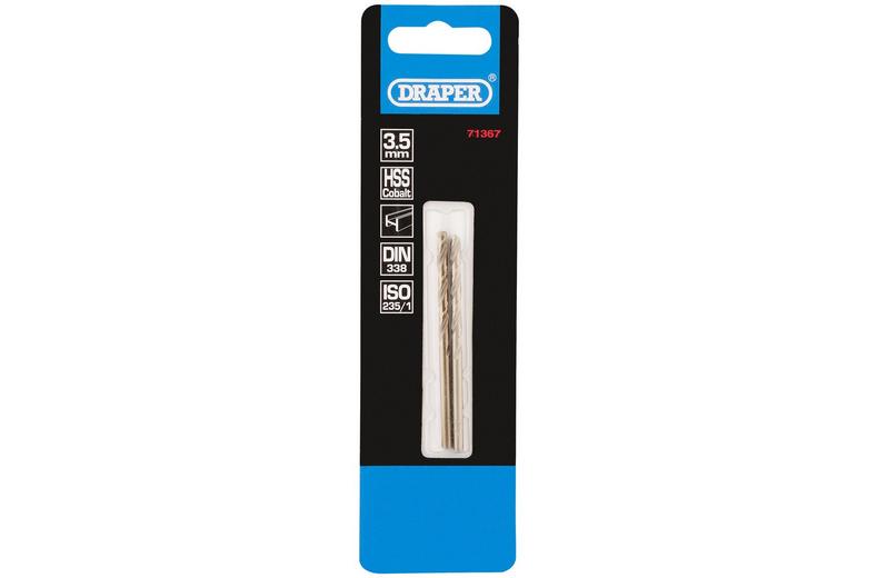 Draper 2 Piece 3.5mm HSS Cobalt Drill Bit Draper 2 Piece 3.5mm HSS Cobalt Drill Bit