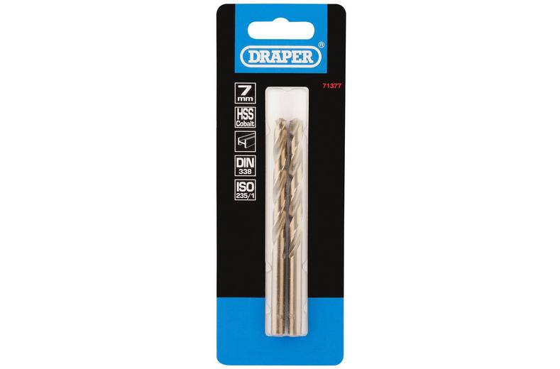 Draper 2 Piece 7mm HSS Cobalt Drill Bit Draper 2 Piece 7mm HSS Cobalt Drill Bit