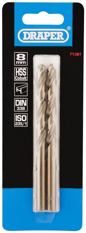 Draper 2 Piece 8mm HSS Cobalt Drill Bit