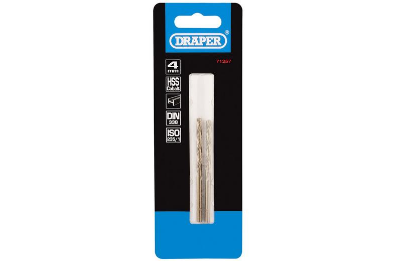 Draper 2 Piece 4mm HSS Cobalt Drill Bit Draper 2 Piece 4mm HSS Cobalt Drill Bit