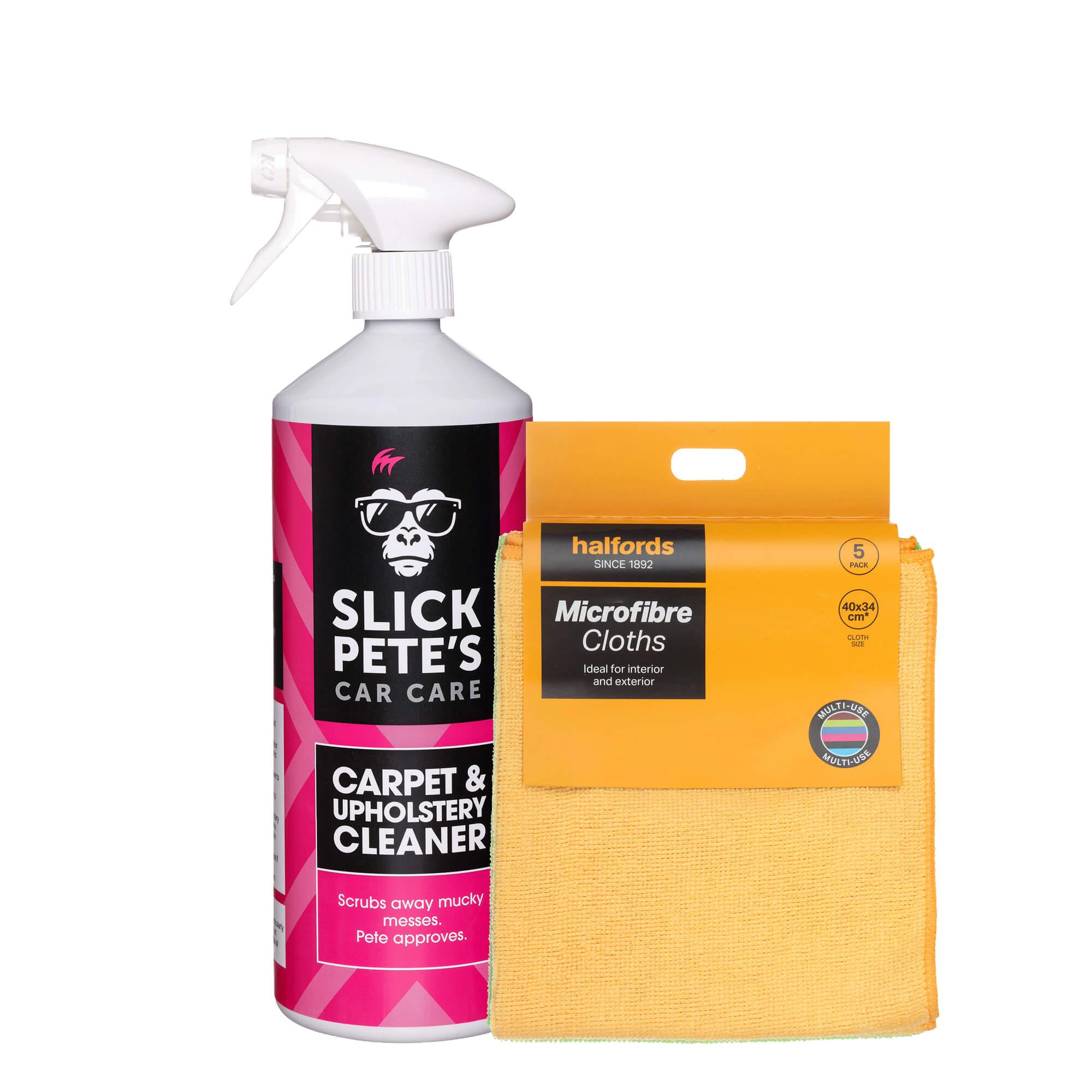 Slick Pete's Carpet and Upholstery + Microfibre Cloth Bundle