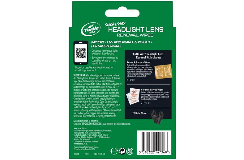 Turtle Wax Headlight Lens Renewal Wipes Turtle Wax Headlight Lens Renewal Wipes