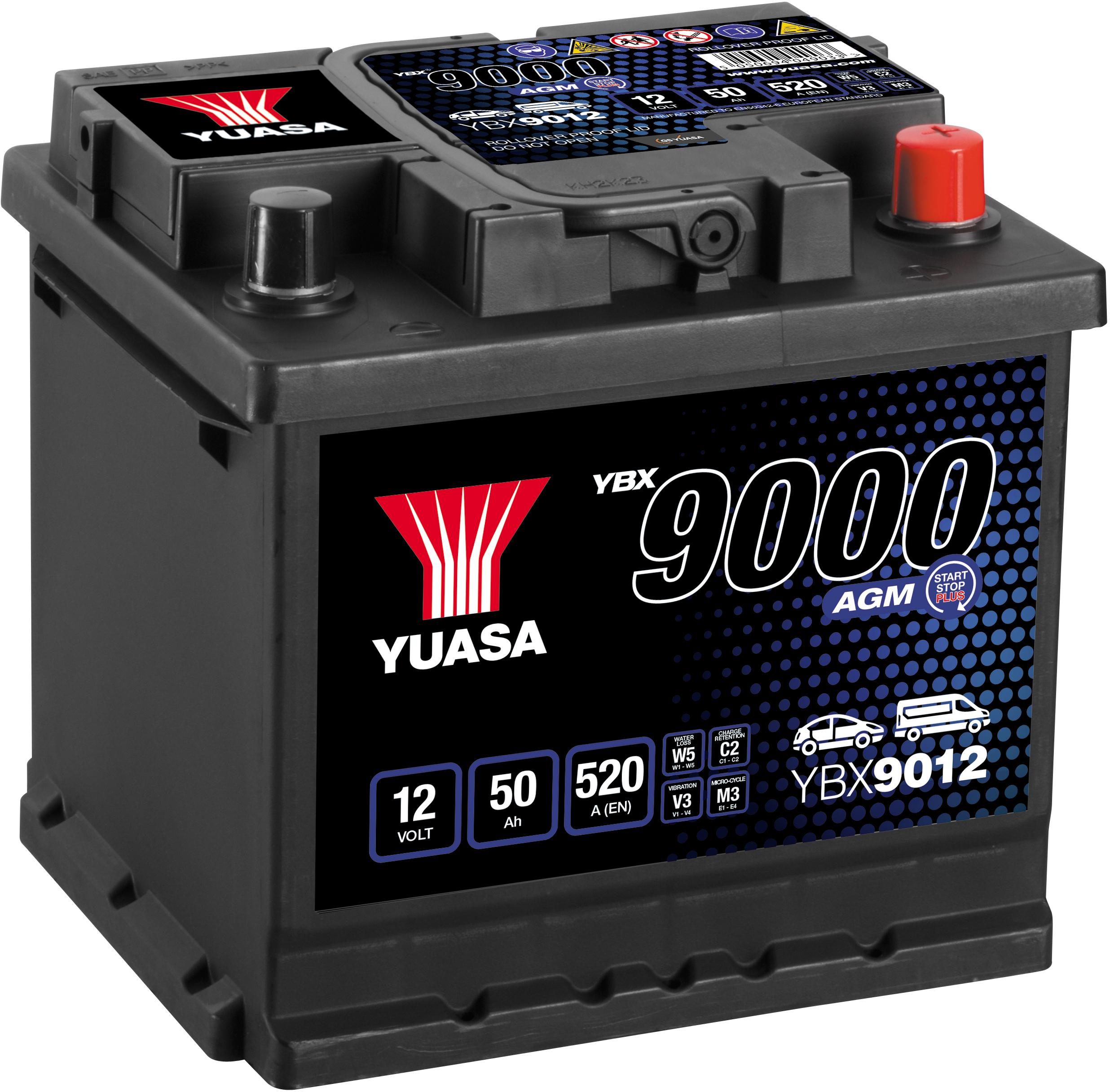 Ybx9012 12V 50Ah 520A Yuasa Agm Start Stop Plus Battery