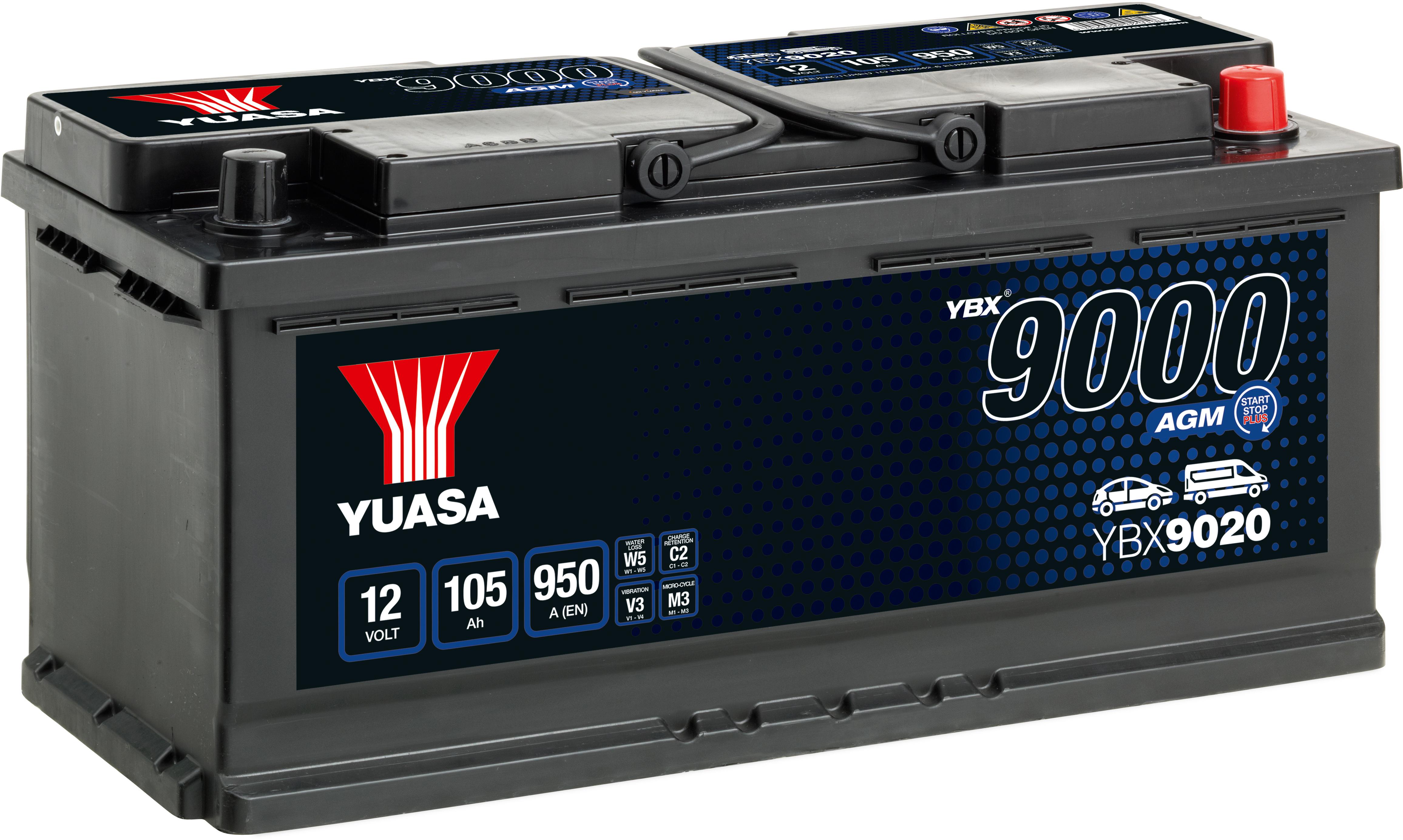Yuasa 4 Year Guarantee YBX9020 Start/Stop 12V AGM Car Battery