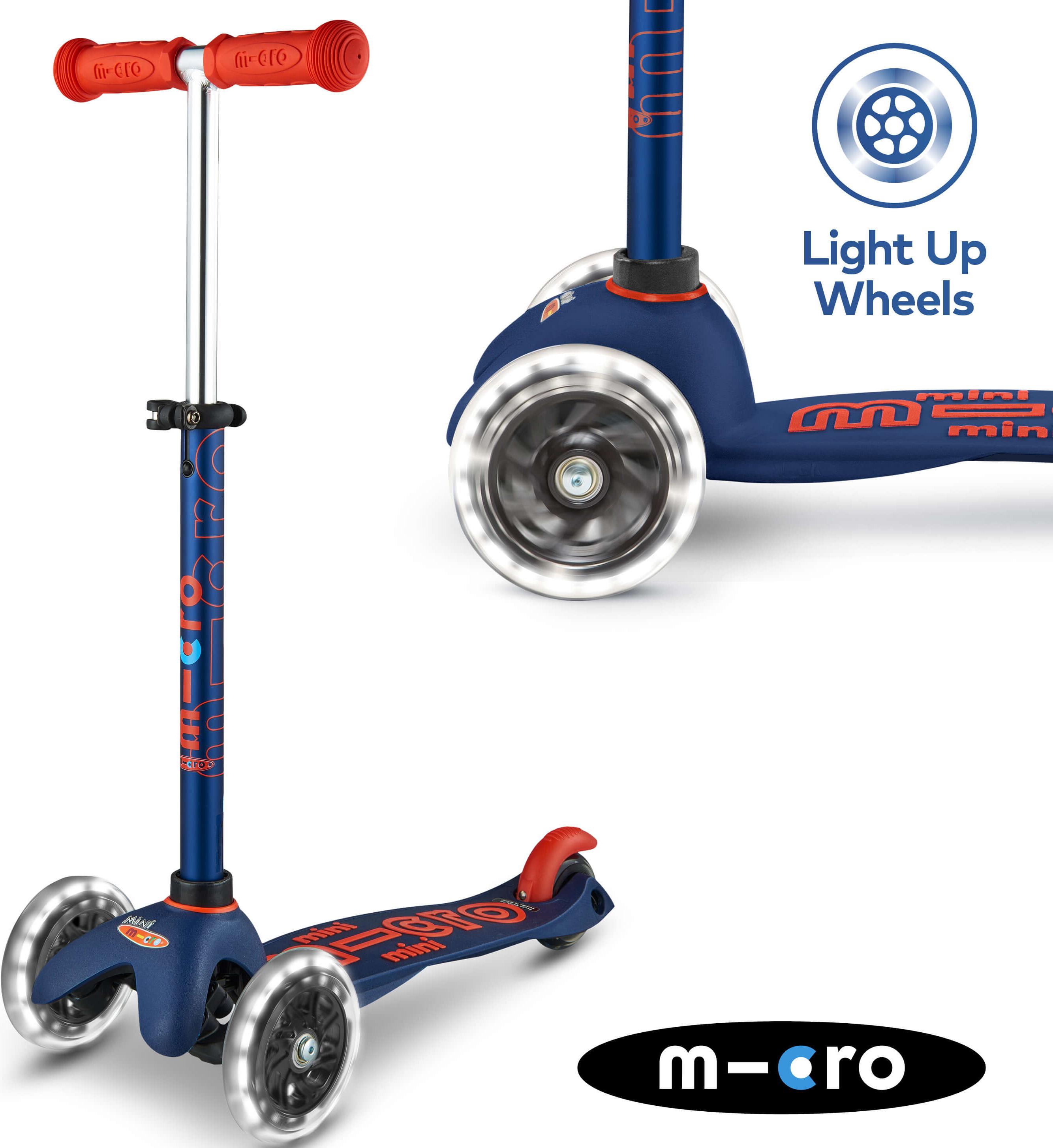 Mini Micro Deluxe Led Navy Kids Scooter