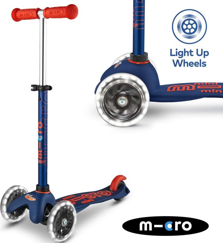 Halfords Mini Micro Deluxe Led Wheels Navy Kids Scooter | Extra 8% off for BC Members