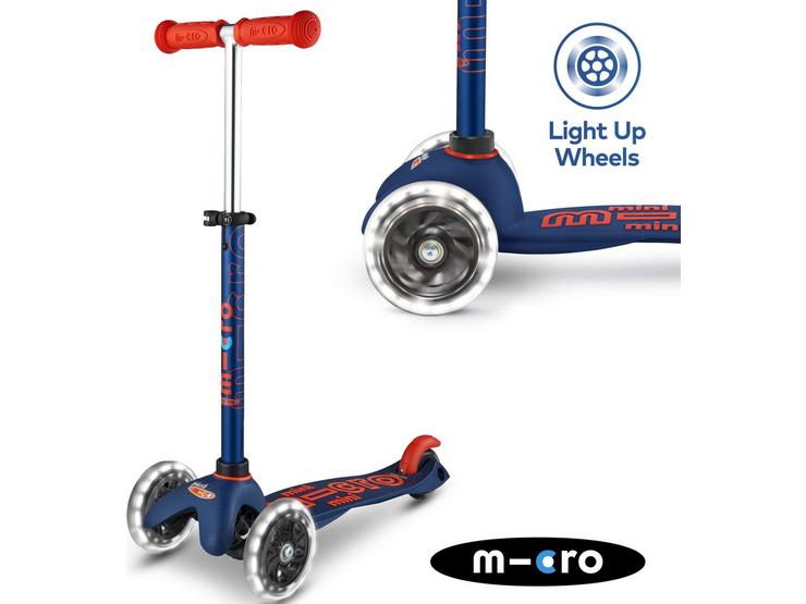 Mini Micro Deluxe LED Wheels Navy Kids Scooter