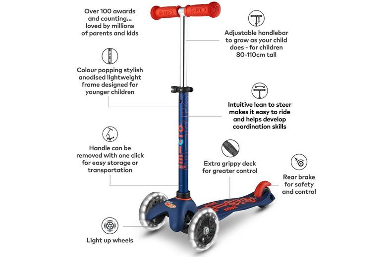 Micro Mini Deluxe LED Scooter, Navy Micro Mini Deluxe LED Scooter, Navy