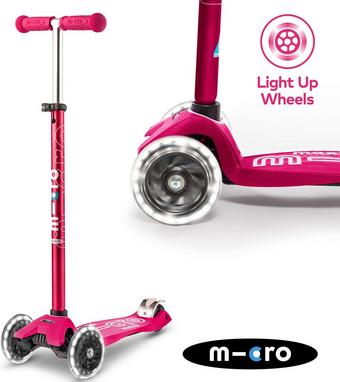 Maxi Micro Deluxe LED Wheels Pink Kids Scooter