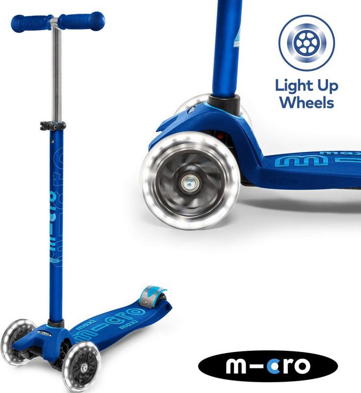 Halfords Maxi Micro Deluxe Led Wheels Navy Kids Scooter | Extra 8% off for BC Members