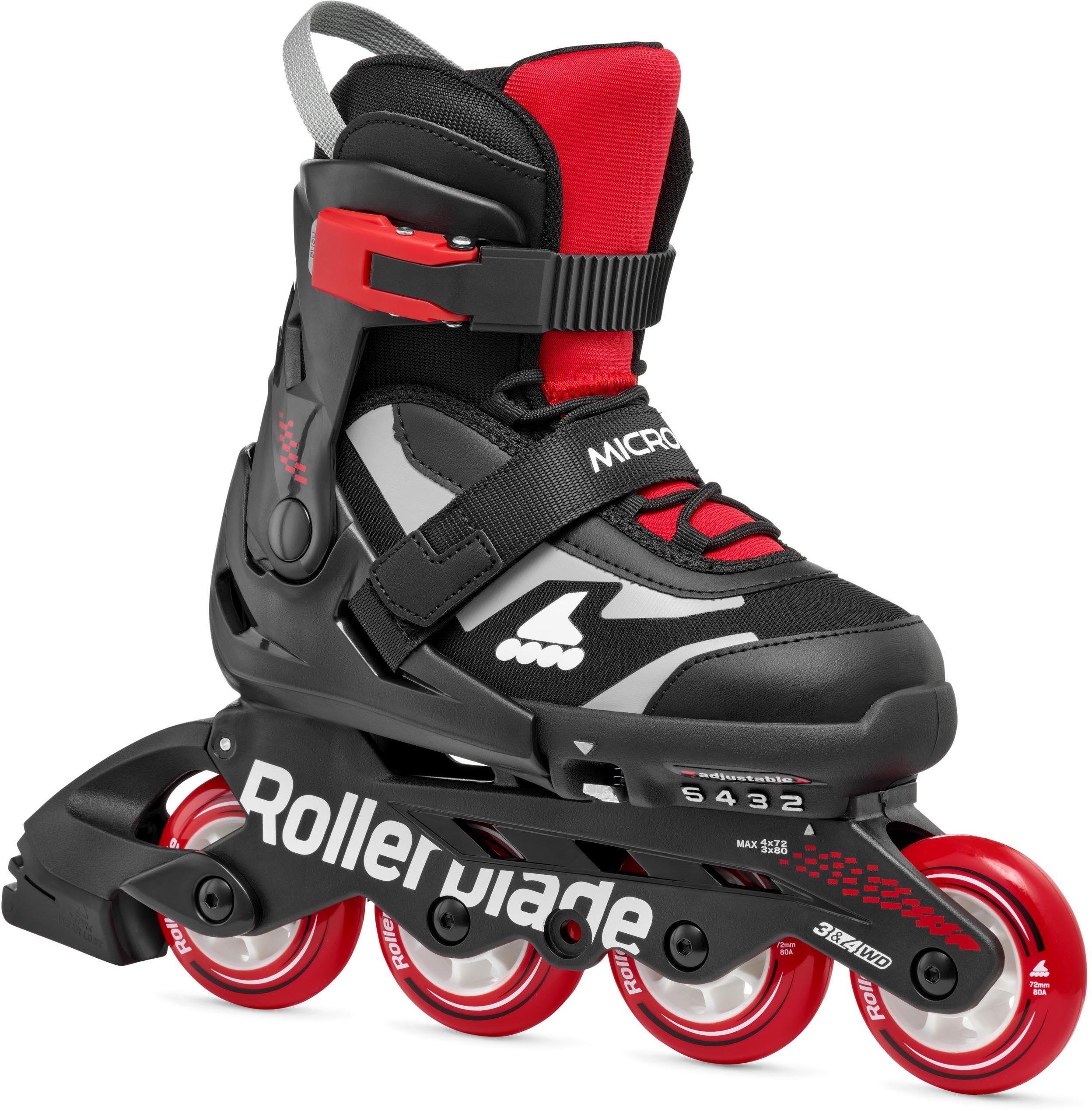 Rollerblade Microblade Adjustable Kids Inline Skates - Black/Red, UK 10J-UK 13J