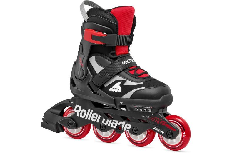 Rollerblade Microblade Adjustable Kids Inline Skates - Black/Red, UK 10J-UK 13J Rollerblade Microblade Adjustable Kids Inline Skates - Black/Red, UK 10J-UK 13J