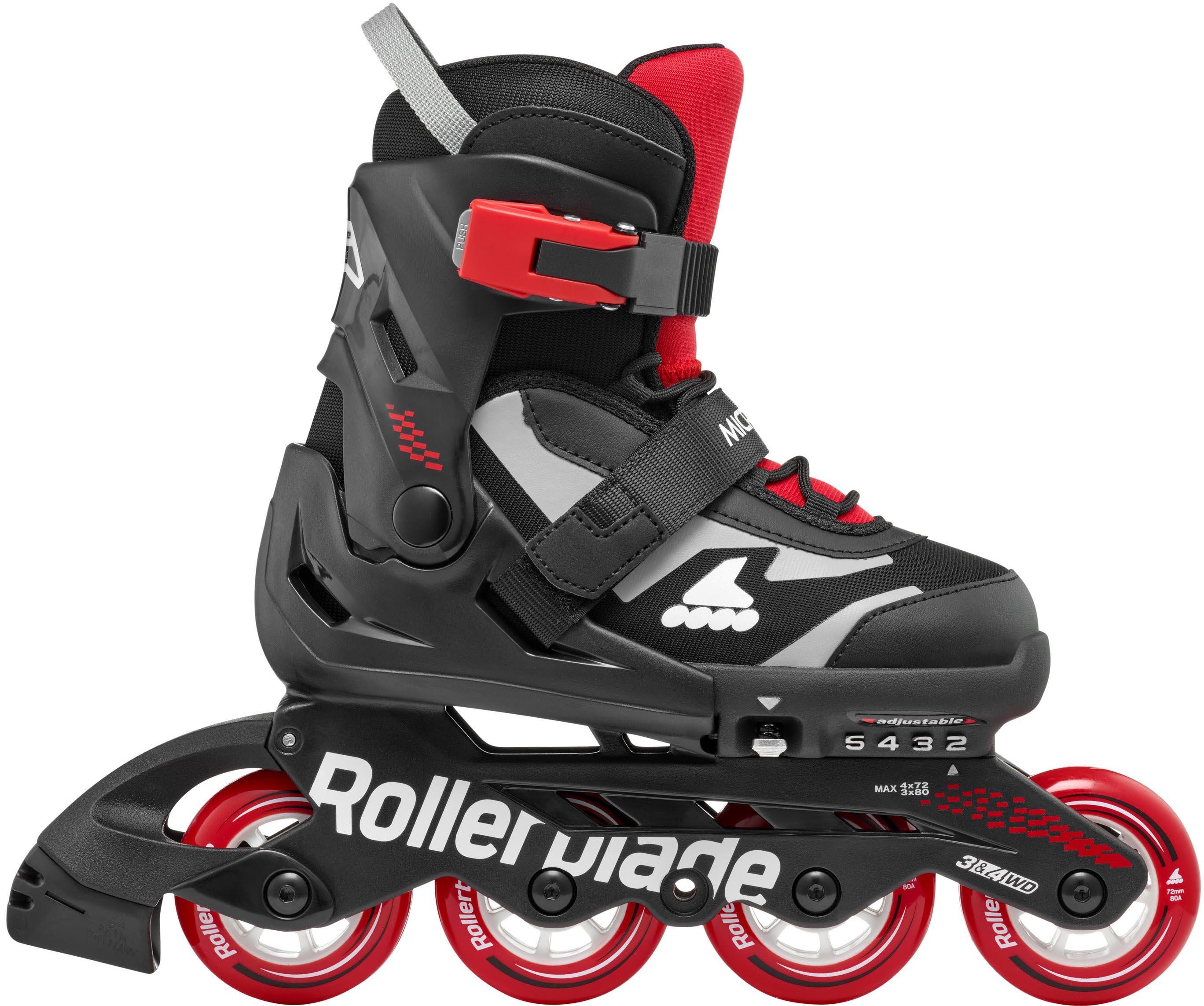 Rollerblade Microblade Adjustable Kids Inline Skates - Black/Red, UK 4-7