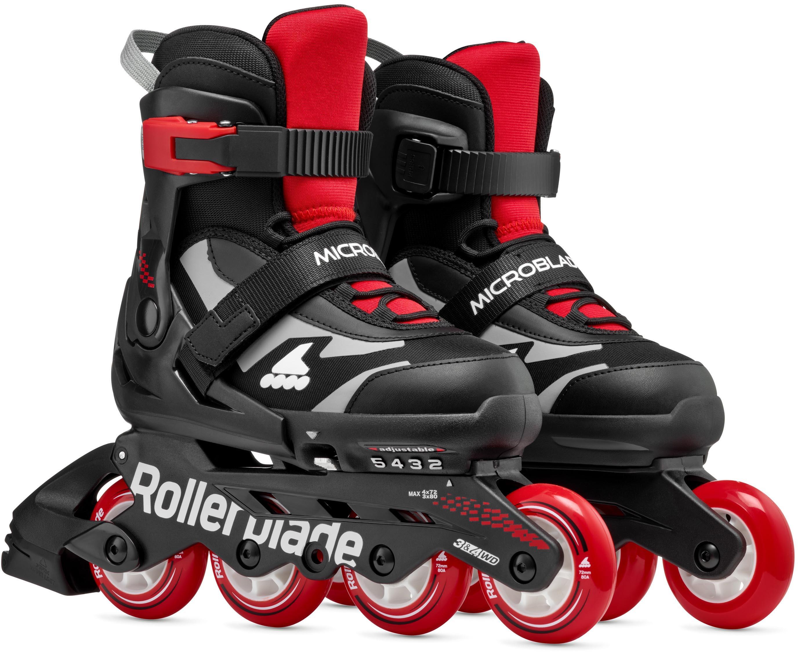 Rollerblade Microblade Adjustable Kids Inline Skates - Black/Red, UK 4-7