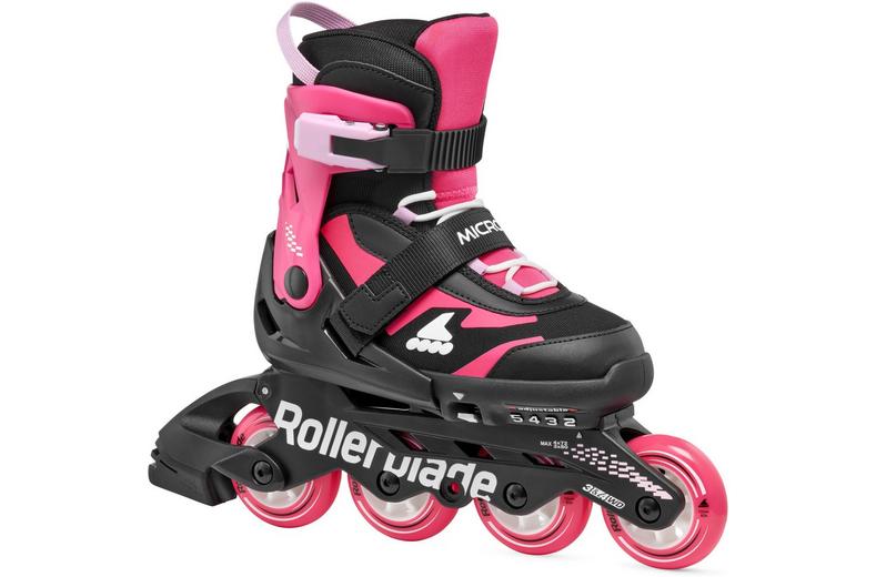 Rollerblade Microblade Adjustable Kids Inline Skates - Black/Pink, UK 10J-UK 13J Rollerblade Microblade Adjustable Kids Inline Skates - Black/Pink, UK 10J-UK 13J