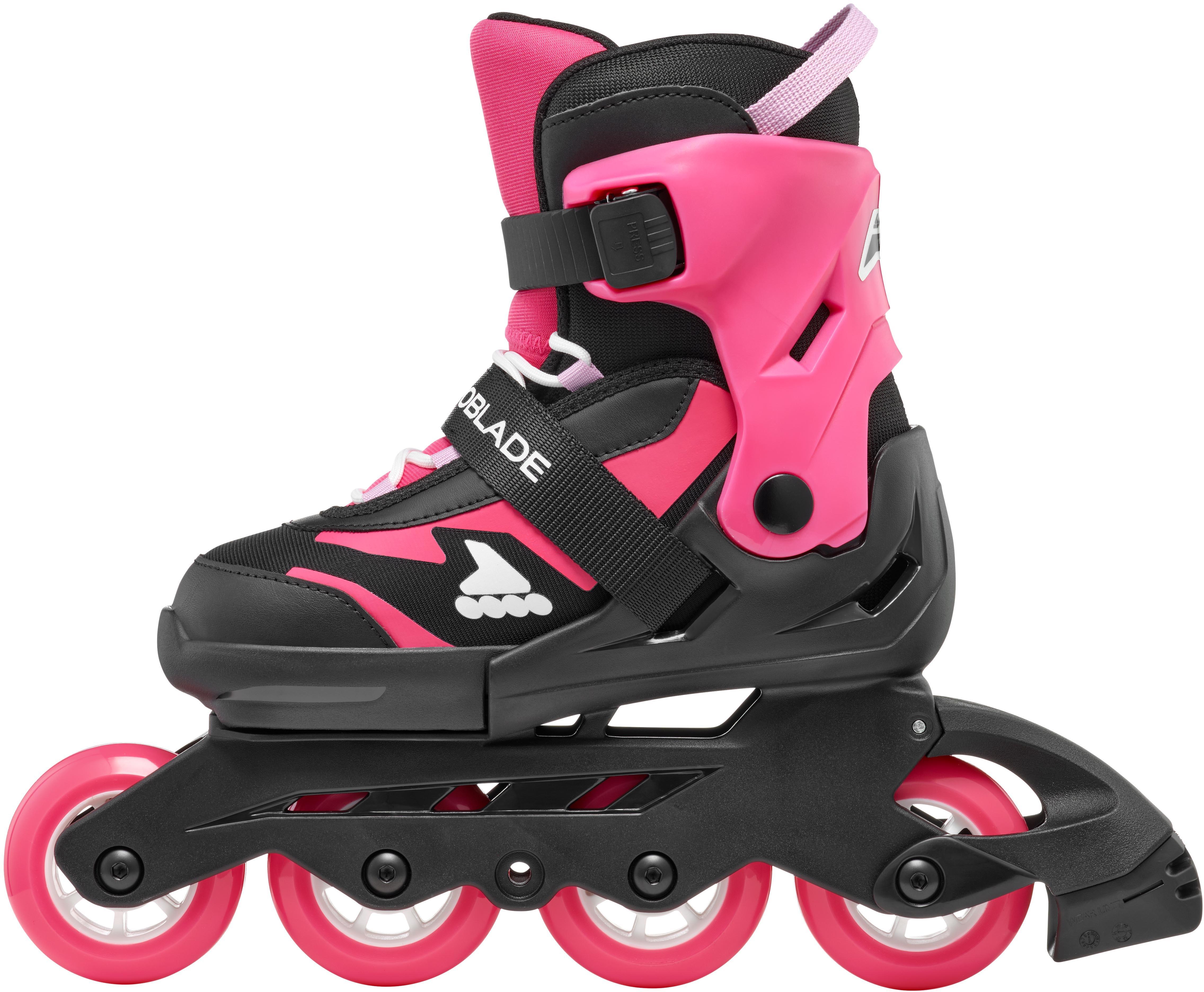 Rollerblade Microblade Adjustable Kids Inline Skates - Black/Pink, UK 10J-UK 13J