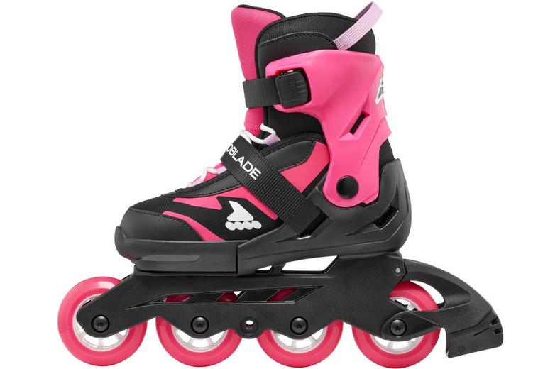 Rollerblade Microblade Adjustable Kids Inline Skates - Black/Pink, UK 10J-UK 13J Rollerblade Microblade Adjustable Kids Inline Skates - Black/Pink, UK 10J-UK 13J