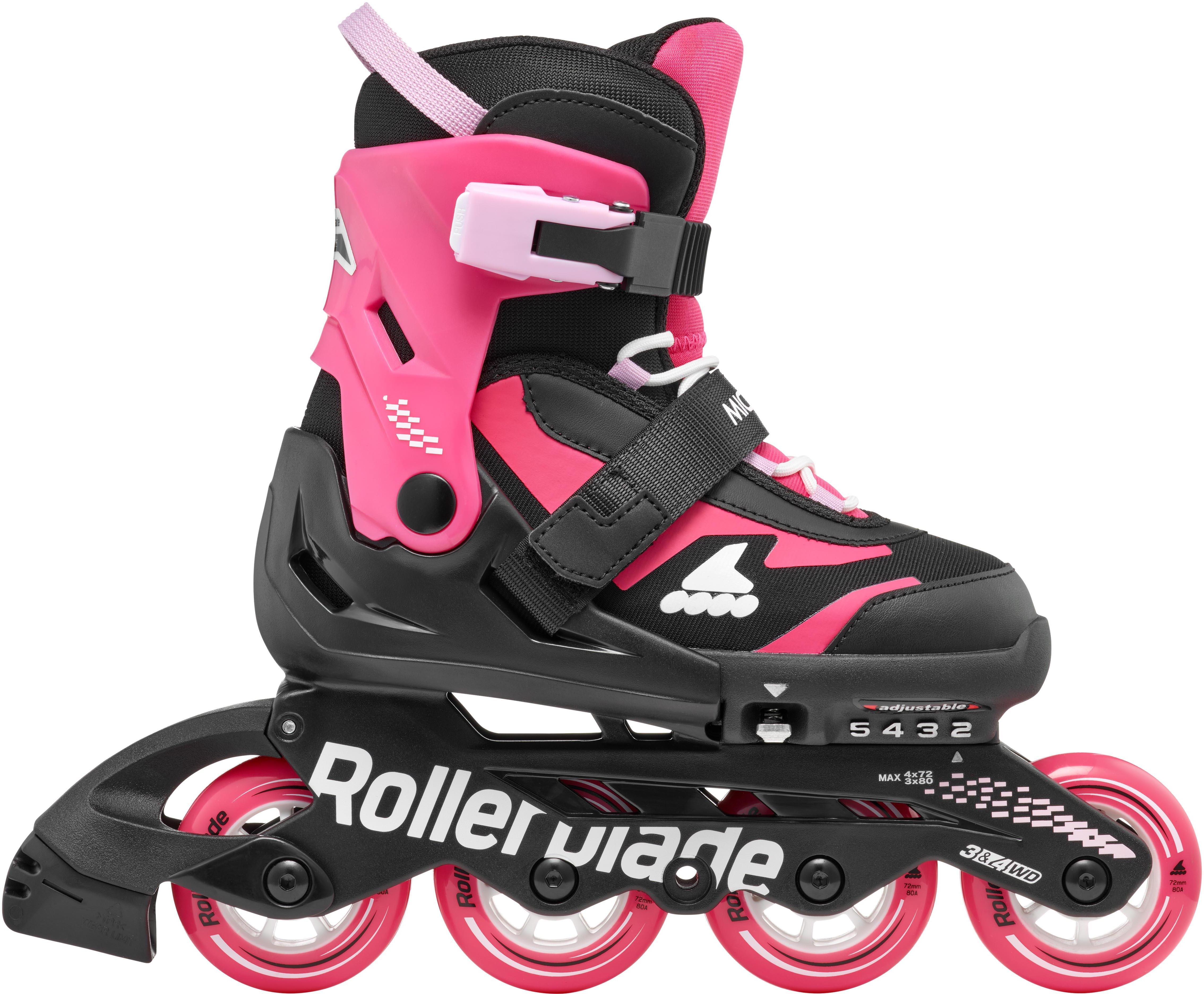 Rollerblade Microblade Adjustable Kids Inline Skates - Black/Pink, UK 1-4