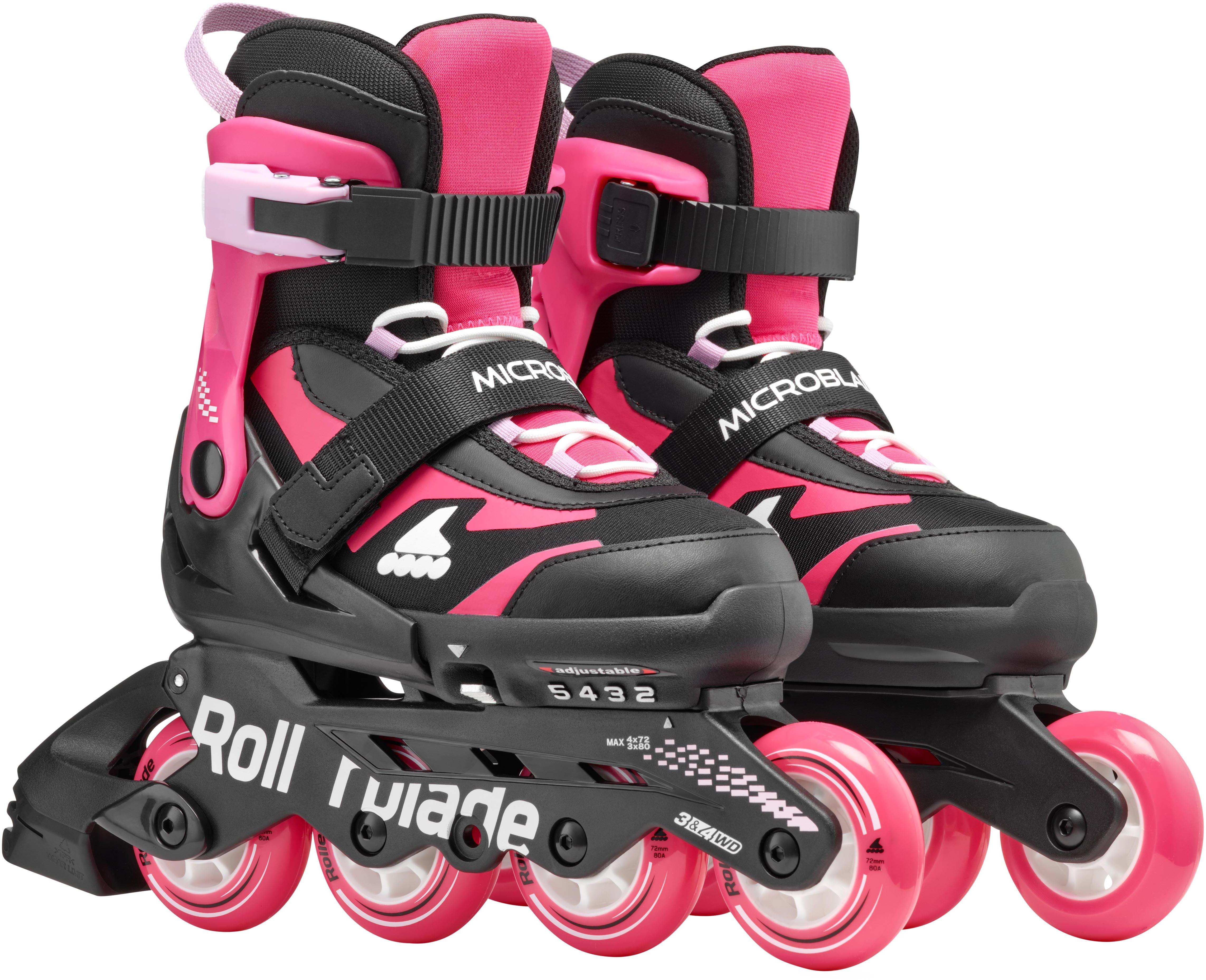 Rollerblade Microblade Adjustable Kids Inline Skates - Black/Pink, UK 4-7