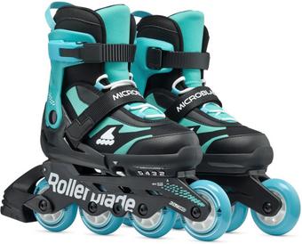 Rollerblade Microblade Adjustable Kids Inline Skates - Black/Light Blue, UK 10J-UK 13J