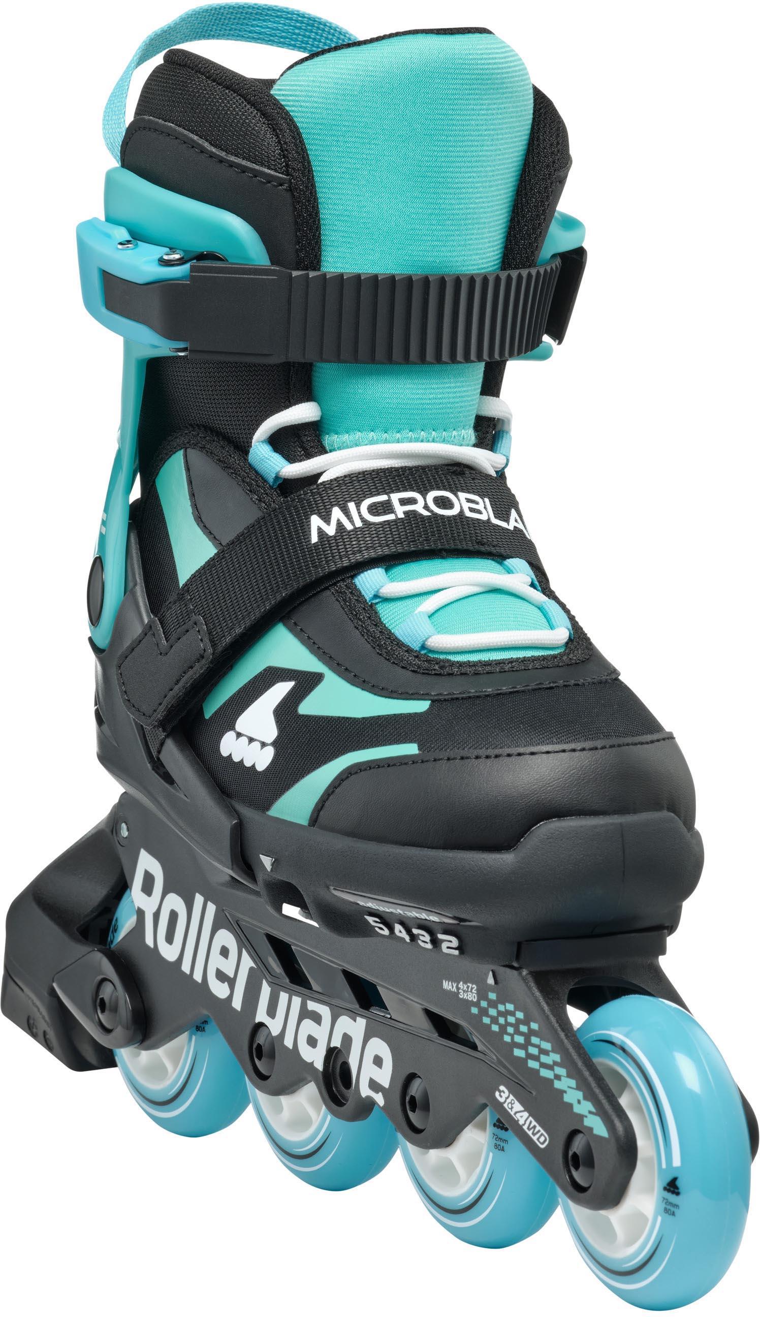 Rollerblade Microblade Adjustable Kids Inline Skates - Black/Light Blue, UK 10J-UK 13J