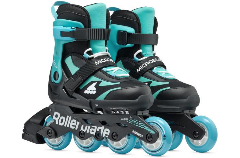 Rollerblade Microblade Adjustable Kids Inline Skates- Black/Light Blue, UK 1-4 Rollerblade Microblade Adjustable Kids Inline Skates- Black/Light Blue, UK 1-4