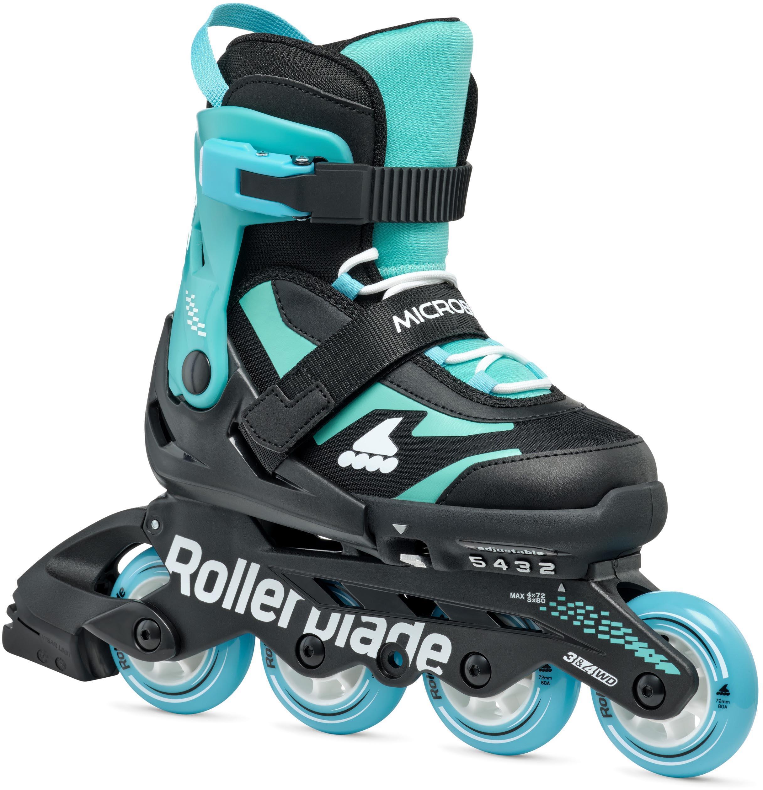 Rollerblade Microblade Adjustable Kids Inline Skates- Black/Light Blue, UK 1-4