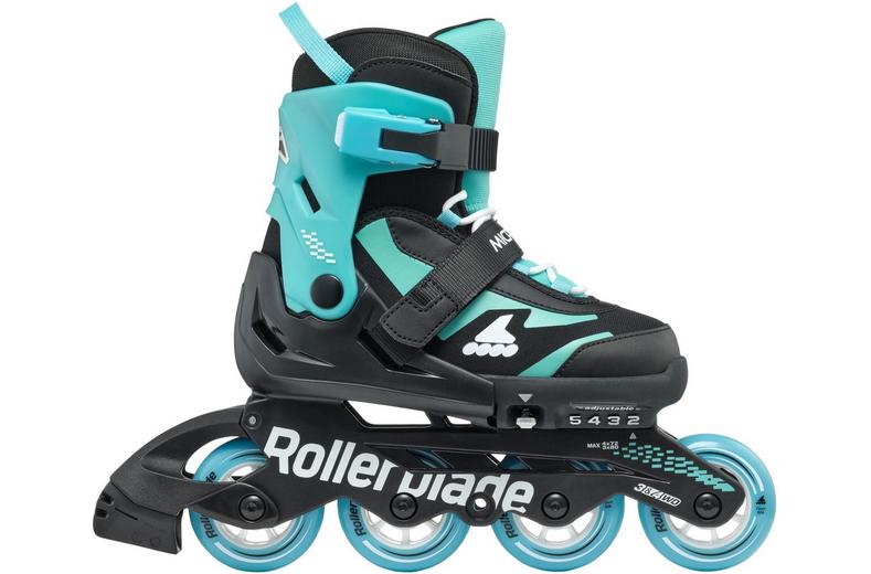 Rollerblade Microblade Adjustable Kids Inline Skates- Black/Light Blue, UK 1-4 Rollerblade Microblade Adjustable Kids Inline Skates- Black/Light Blue, UK 1-4