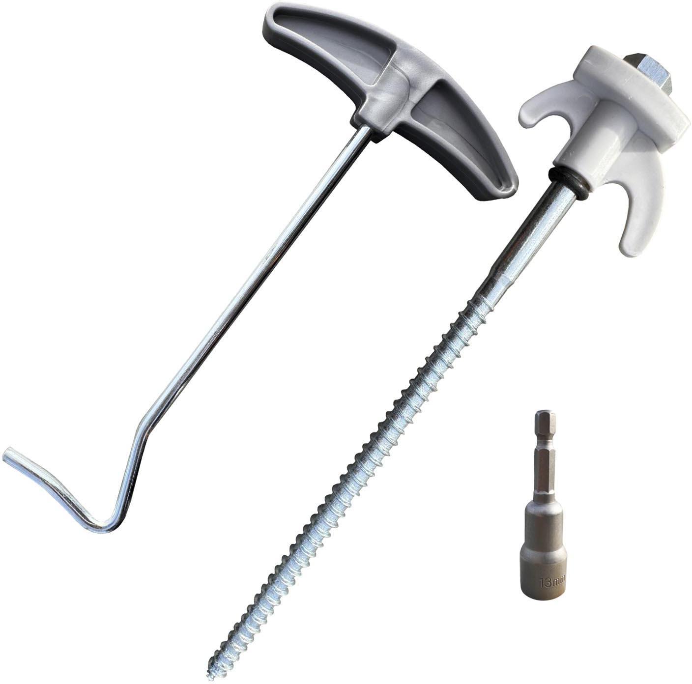 Olpro Screw in Hard Ground Rock Pegs Peg With 20pcs Adaptor and Peg ...