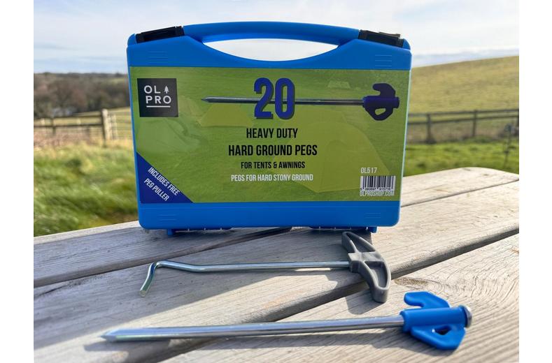 Olpro Case of 20 Hard Ground Pegs and Peg Puller Olpro Case of 20 Hard Ground Pegs and Peg Puller