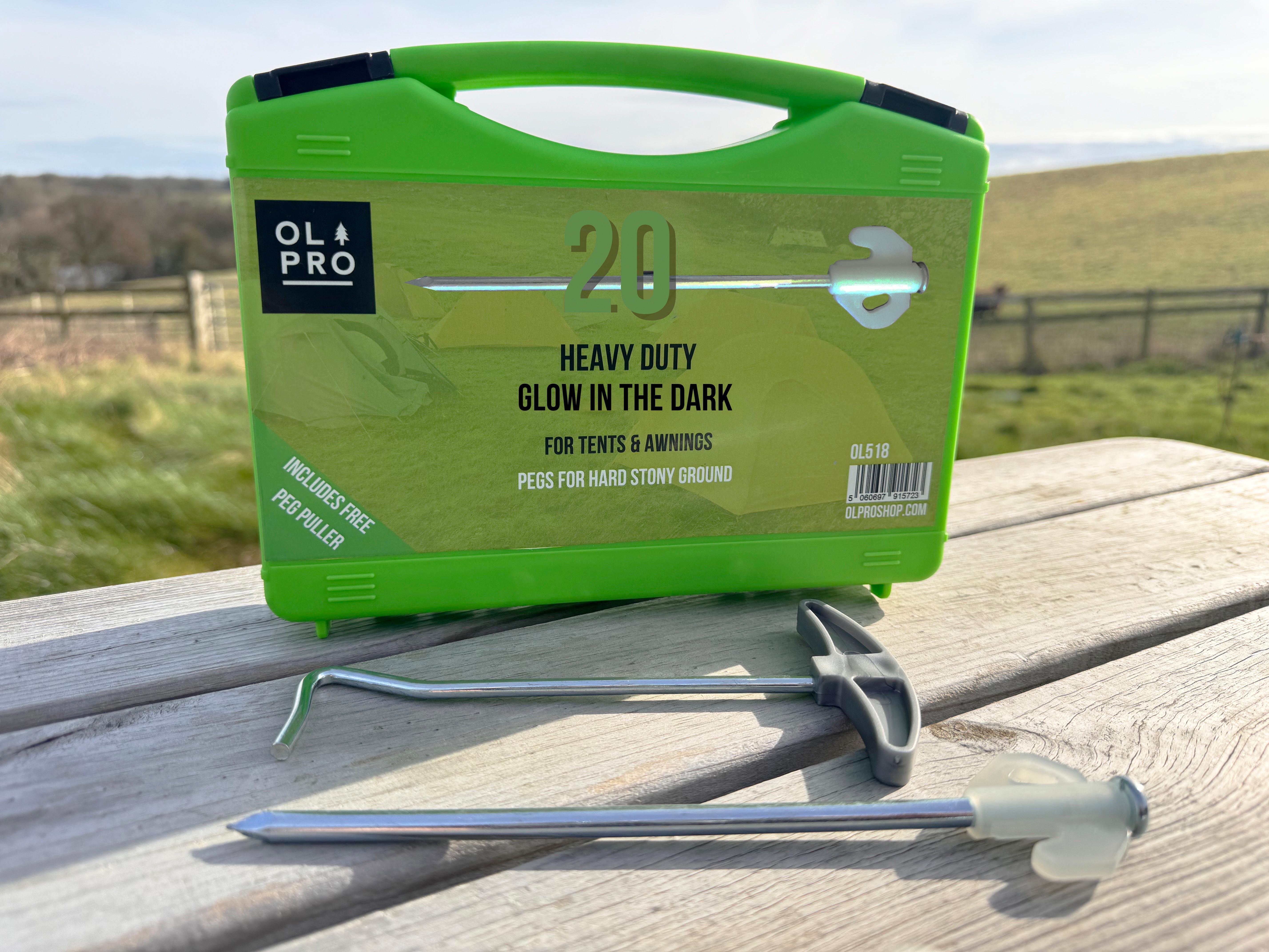 Olpro Case of 20 Glow in the dark Pegs with Peg Puller