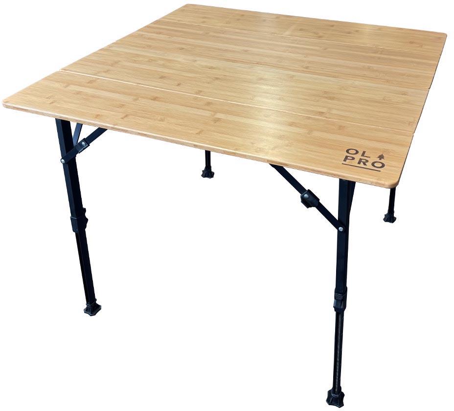 Olpro 4 Fold Camping Bamboo Table 90cm x 90cm